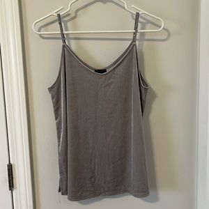 Ann Taylor silver velvet spaghetti strap tank top in size Medium